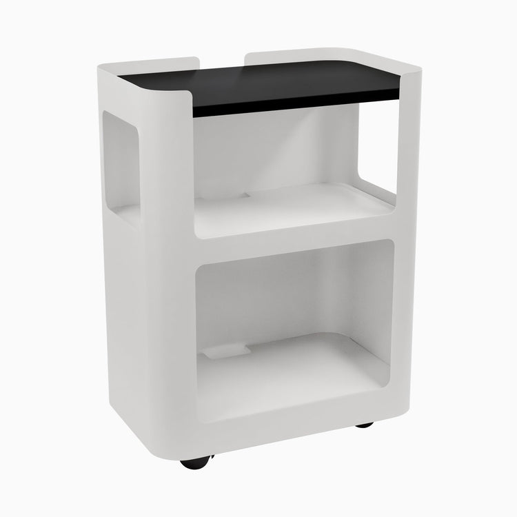 White open mobile pedestal with black shelf - Desky