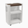 White open mobile pedestal with jarrah legno shelf - Desky