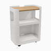 White open mobile pedestal with sublime teak shelf - Desky