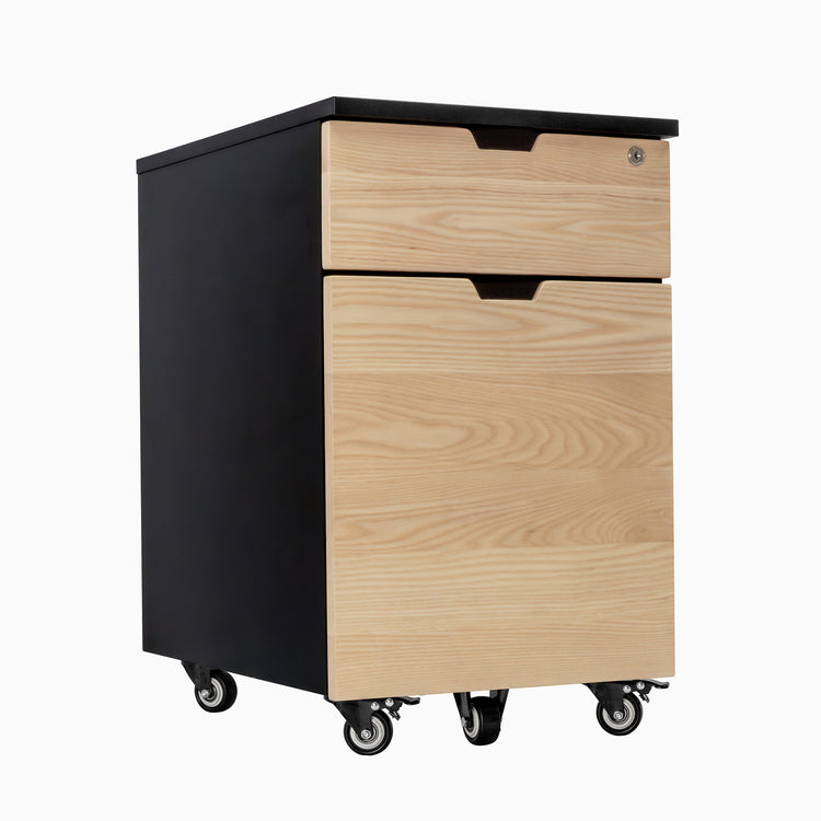 Hardwood white ash black minimal filing cabinet
