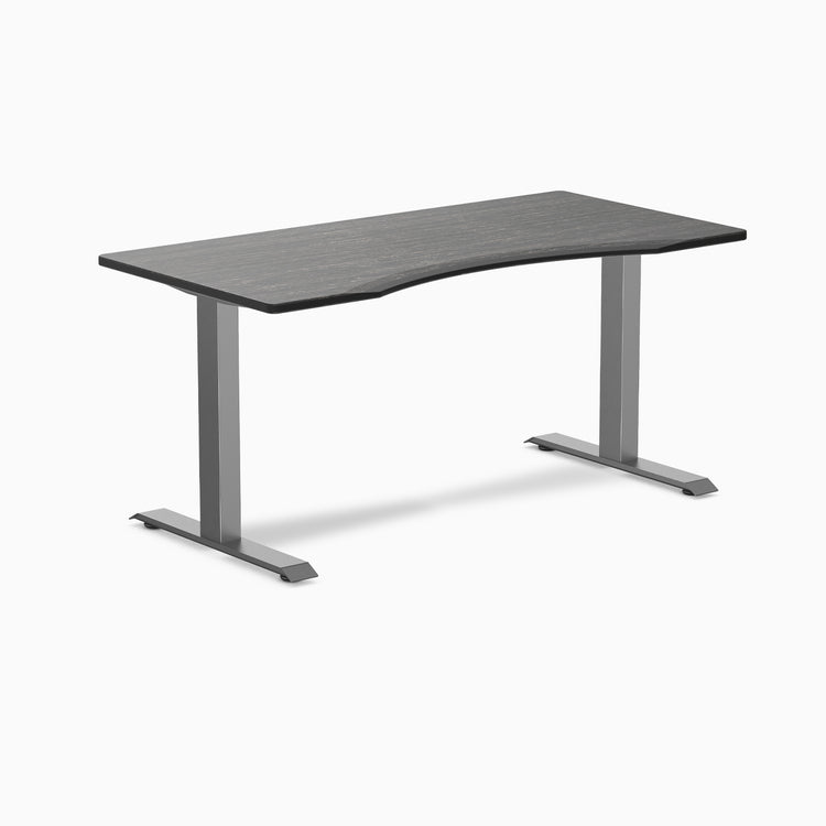 Desky Zero Ergo Edge Office Desk - dark bamboo 1500mm space grey frame