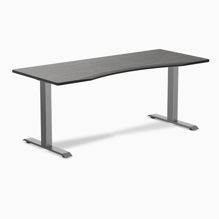 Desky Zero Ergo Edge Office Desk - dark bamboo 1800mm space grey frame