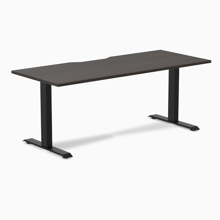Zero scalloped fixed office desk burnished wood - Desky