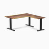 Desky Zero Hardwood L-Shape Office Desk - Saman1500mm black frame
