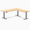 Desky Bamboo L-Shape Sit Stand Desk 1800mm with space grey frame