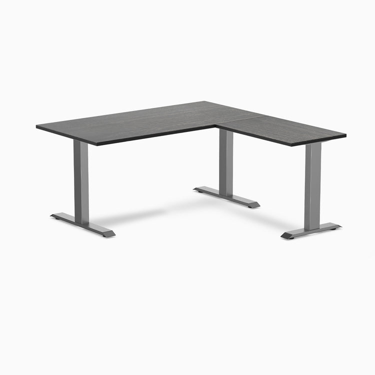 Desky Zero Dark Bamboo L-Shape Office Desk - 1500mm space grey frame