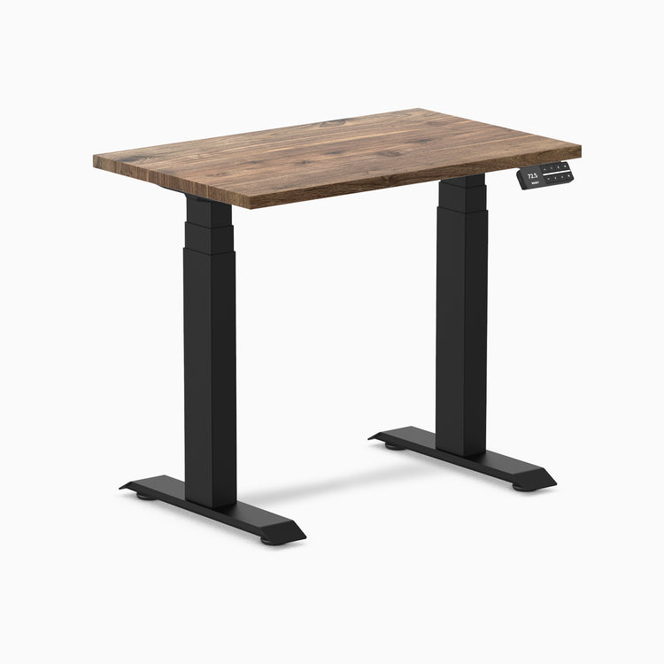 Desky dual mini hardwood natural walnut 800mm in black