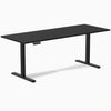 Desky Single Sit Stand Desk with a 78.7x29.5 inch black top and black height-adjustable frame.